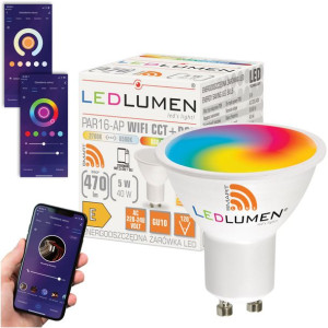 Żarówka Led Gu10 Par16 5w Rgb+cct Wifi Tuya Smart Life Ledlumen