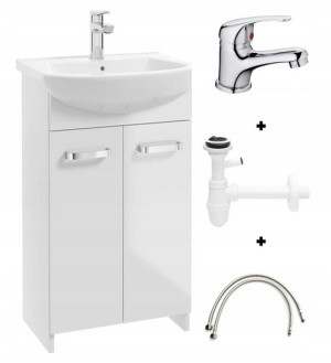 Szafka Łazienkowa Z Umywalką 50 + Bateria + Syfon