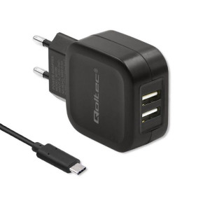 Qoltec Ładowarka Sieciowa 17W | 5V | 3.4A | 2Xusb + Kabel Usb Typc