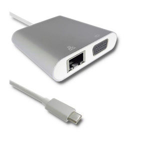 Adapter Usb 3.1 Typ C Męski | Vga Żeński + Usb 3.0 A Żeński + Rj45 Żeński