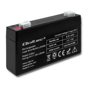 Qoltec Akumulator Agm | 6V | 1.3Ah | Max 19.5A