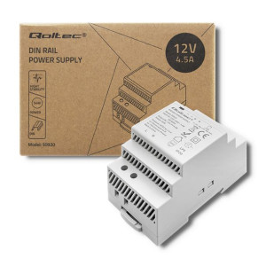 Qoltec Zasilacz Na Szynę Din | 54W | 12V | 4.5A | Szary
