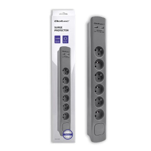 Qoltec Listwa Antyprzepięciowa | 6 Gniazd |2 X Usb | 1.8M | Szara