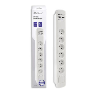 Qoltec Listwa Antyprzepięciowa | 6 Gniazd | 2 X Usb | 1.8M | Biała