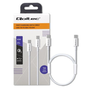 Qoltec Kabel Usb 2.0 Typ C |  Usb 2.0 Typ C 60W | Qc 3.0 |  Pd | 1M | Biały