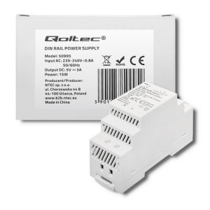 Qoltec Przemysłowy Zasilacz Na Szynę Din | 15W | 5V | 3A