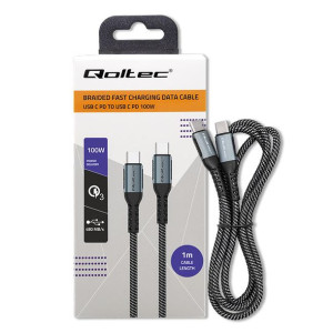 Qoltec Kabel Usb 2.0 Typ C |  Usb 2.0 Typ C 100W | Qc 3.0 |  Pd | 1M Czarny