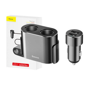 Rozdzielacz Gniazda Zapalniczki Baseus 2Xusb 3,1A 100W (Czarny)