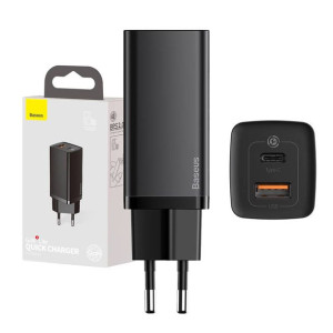 Ładowarka Sieciowa Baseus Gan2 Lite, Usb + Usb-C, 65W, Eu (Czarna)