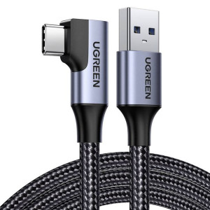 Kabel Usb Do Usb-C, Kątowy Ugreen Us385, 3A, 1M (Czarny)