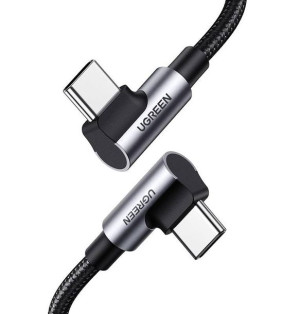 Kabel Usb-C Do Usb-C, Kątowy Ugreen Us335, 5A, 100W, 1M (Czarny)