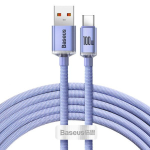 Kabel Usb Do Usb-C Baseus Crystal Shine, 5A, 1.2M (Fioletowy)