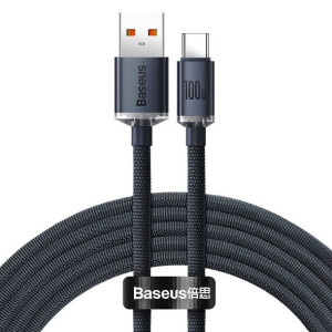 Kabel Usb Do Usb-C Baseus Crystal Shine, 100W, 2M (Czarny)