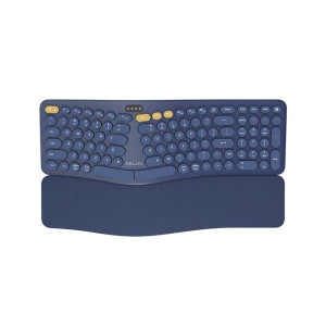 Bezprzewodowa Klawiatura Ergonomiczna Delux Gm903Cv Bt+2.4G (Niebieska)