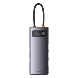 Hub 6W1 Baseus Metal Gleam Series, Usb-C Do 3X Usb 3.0 + 2X Hdmi + Usb-C Pd