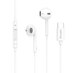Słuchawki Douszne Przewodowe Vipfan M14, Usb-C, 1.1M (Białe)