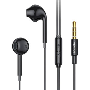 Słuchawki Douszne Przewodowe Vipfan M15, Jack 3.5Mm, 1M (Czarne)