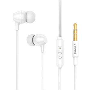 Słuchawki Dokanałowe Przewodowe Vipfan M16, Jack 3.5Mm, 1M (Białe)