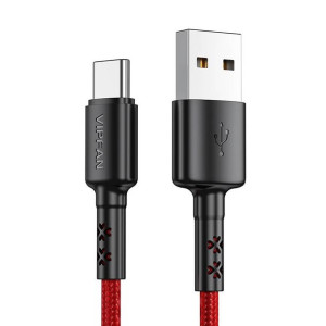 Kabel Usb Do Usb-C Vipfan X02, 3A, 1.8M (Czerwony)