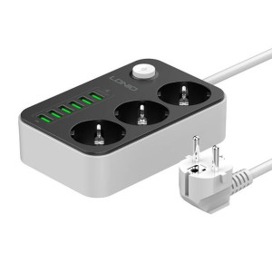 Listwa Zasilająca Z 3 Gniazdami Ac, 6X Usb, Ldnio Se3631, 1.6M (Czarna)