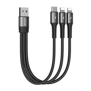 Kabel Usb Joyroom S-01530G10 3W1 Usb-C / 2X Lightning 3.5A 0,15M (Czarny)