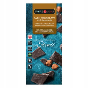 Czekolada Gorzka z Orzechami Bez Cukru 125g Pure