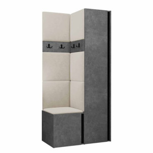 GARDEROBA Orion XXIV panele tapicerowane + meble kolor beton