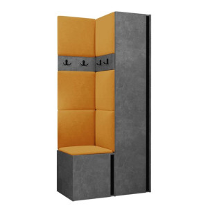 GARDEROBA Orion XXIV panele tapicerowane + meble kolor beton