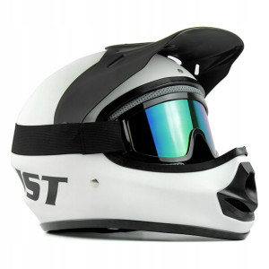 Kask Dziecięcy Jst Cross Enduro Biały Xs Gogle