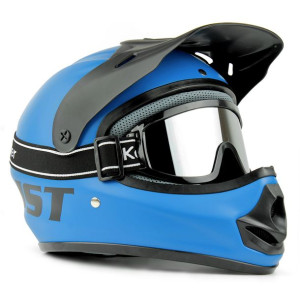 Kask Motocykl Jst Cross Enduro Niebieski L Gogle