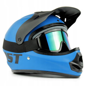 Kask Dziecięcy Jst Cross Enduro Niebieski Xs Gogle