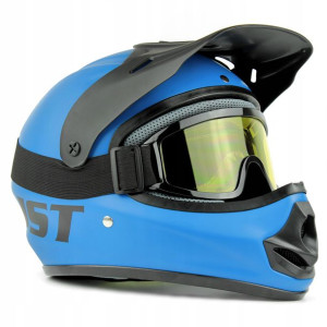 Kask Motocykl Jst Cross Enduro Niebieski M Gogle