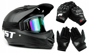 Kask Motocyklowy Jst Cross Enduro Gogle Rękawice