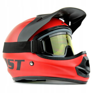 Kask Motocykl Jst Cross Enduro Czerwony M Gogle