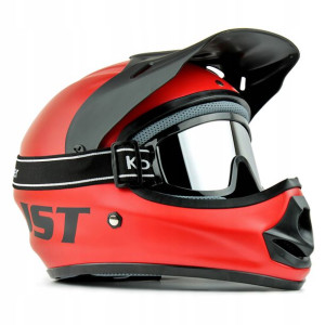 Kask Motocykl Jst Cross Enduro Czerwony L Gogle