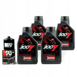 Olej silnikowy MOTUL 300V 10W40 4x1L + filtr KN