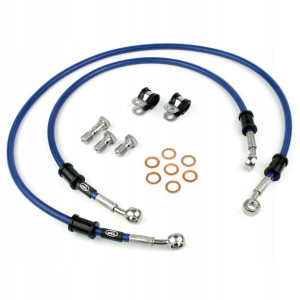Przewody oplot HEL Yamaha FZ6 2004-2006 niebieskie