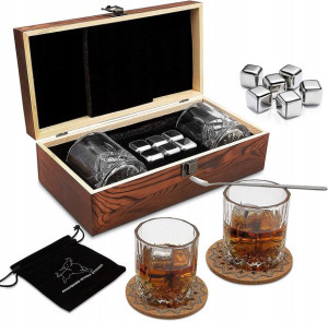 Zestaw do whisky 6w1 duży 6 kamieni + 2 szklanki