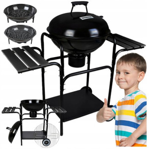 Okrągły Grill Węglowy Ogrodowy Pokrywa Ruszt 44cm