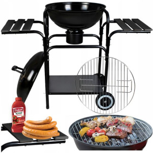 Grill Ogrodowy Węglowy Zamykany Pokrywa Popielnik