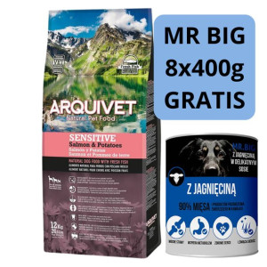 Arquivet Sensivtive Łosoś z ziemniakami 12kg + Mr.BIG z jagnięciną 8x400g