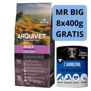 Arquivet Adult Jagnięcina z ryżem 12kg + Mr.BIG z jagnięciną 8x400g