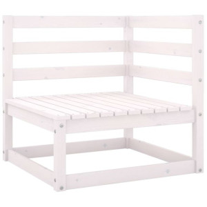 Ogrodowa sofa narożna, biała, lite drewno sosnowe
