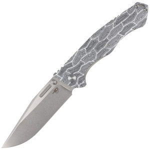 Nóż Bestech Keen II Black White Damascus G10 / Titanium, Stonewash / Satin
