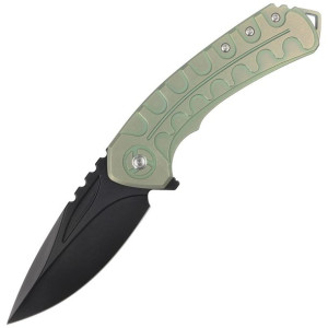 Nóż Bestech Buwaya Retro Green Titanium, Black Stonewashed M390 by Kombou (