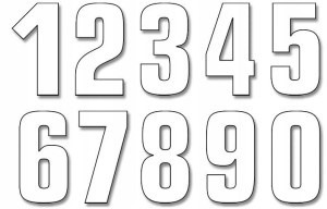 Numery Startowe 21cmx11cm Proste Biały Nr2 (3szt.)