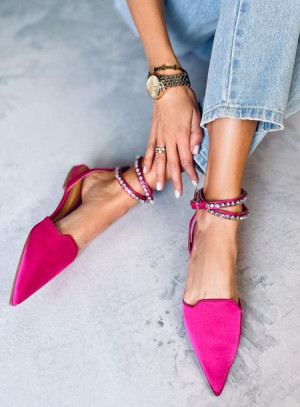 Eleganckie baleriny z kamieniami DUST FUCHSIA 39
