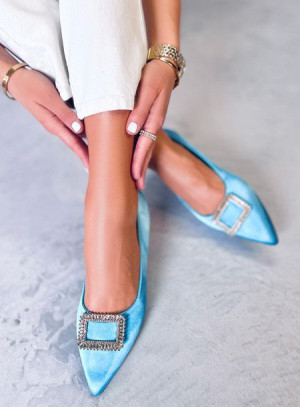 Baleriny eleganckie z kamieniami LORELLA BLUE 36