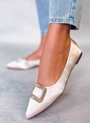 Baleriny eleganckie z kamieniami LORELLA BEIGE 37