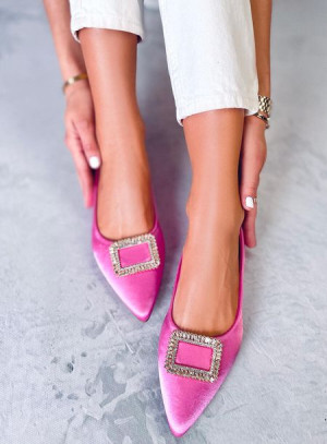 Baleriny eleganckie z kamieniami LORELLA FUSHIA 39